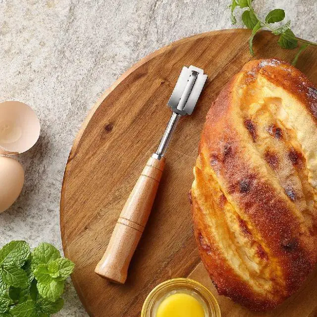 Alt view image 5 of 6 - "SAINT GERMAIN Premium Hand Crafted Bread Lame for Dough Scoring Knife, Lame Bread Tool for Sourdough Bread Slashing with 10 Blades Included with Replacement with Authentic Leather Protector Cover"