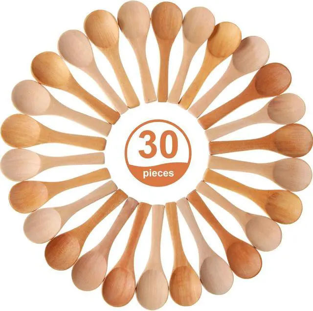 Alt view image 2 of 6 - Boao 30 Pcs Mini Wooden Spoons, Small Wood Spoon for Jars, Several Colors