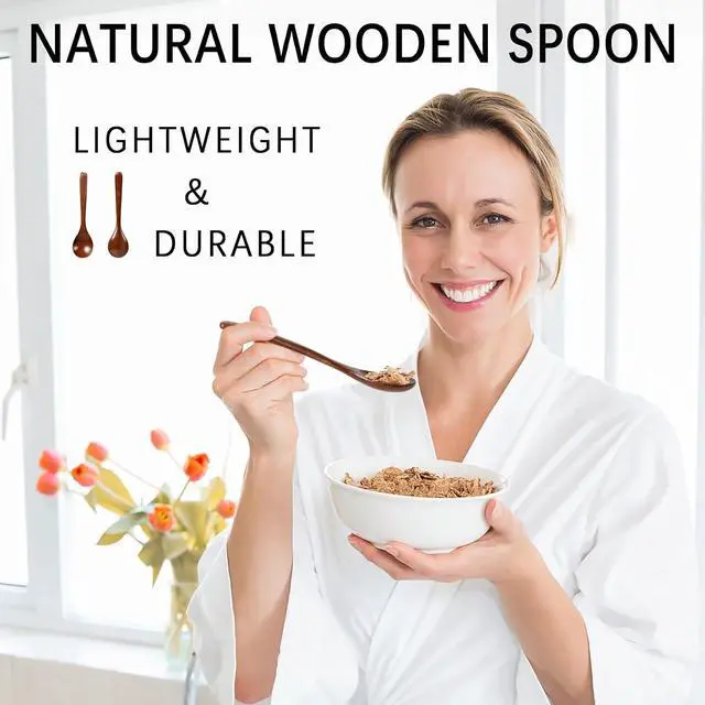 Alt view image 2 of 6 - Small Wooden Spoons for Eating, 7 PCS, 7 Inch Small Soup Spoons