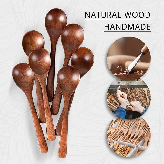 Alt view image 4 of 6 - Small Wooden Spoons for Eating, 7 PCS, 7 Inch Small Soup Spoons