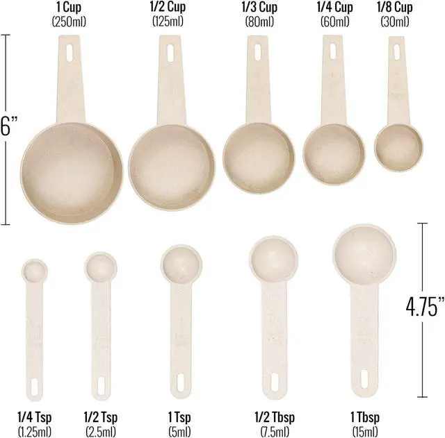 Alt view image 4 of 7 - Beille Cream Wheat Straw 10PC Measuring Cups Spoons Set