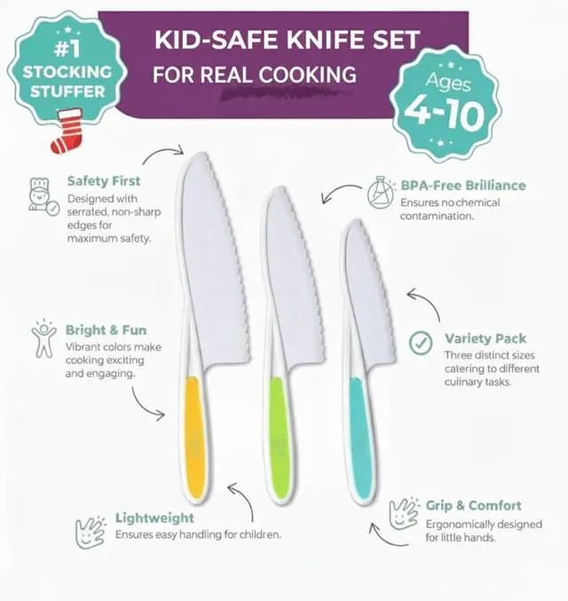 Alt view image 2 of 7 - Tovla Jr. Kid Safe Knife Set for Real Cooking | Toddler Knives | Ages 4-12