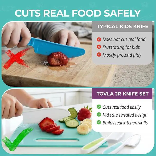 Alt view image 5 of 7 - Tovla Jr. Kid Safe Knife Set for Real Cooking | Toddler Knives | Ages 4-12