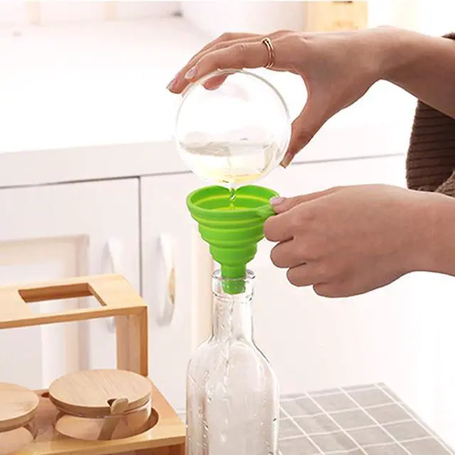 Alt view image 6 of 7 - KongNai 4 Sizes Kitchen Funnel Set, Food Grade Silicone Collapsible Funnel, Funnels for Kitchen Use Filling Bottles, Canning, Cooking, and Water Powder Transfer