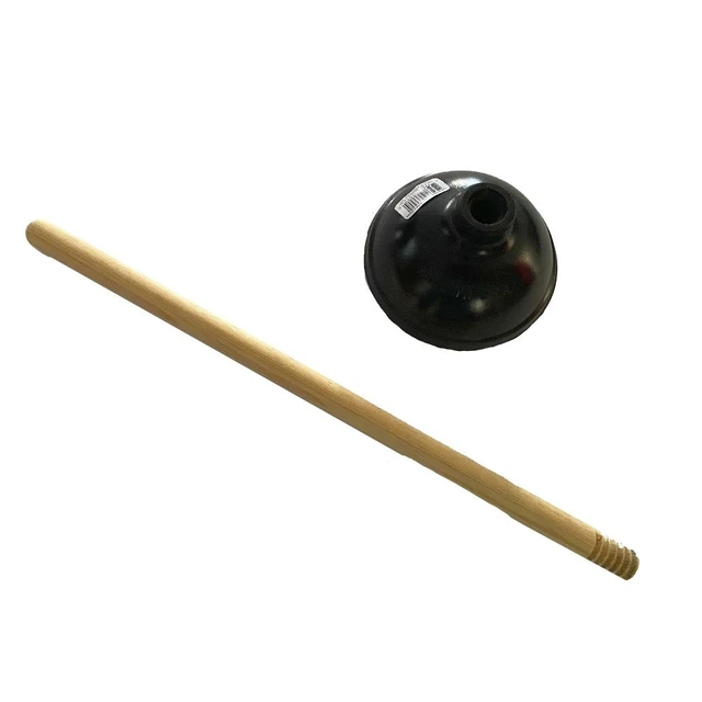 Alt view image 2 of 4 - Heavy Duty Rubber Toilet Plunr with Wood Handle, Clears Toilets, Sinks, Drains