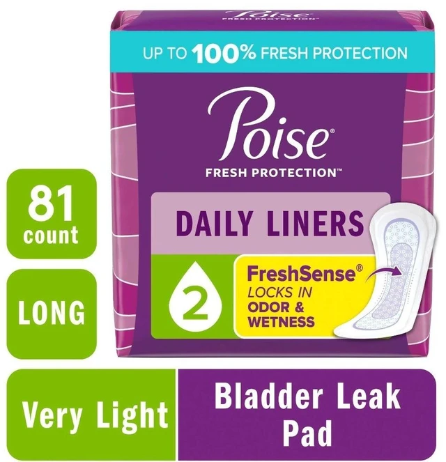 Main image of Daily Incontinence Panty Liners, 2 Drop Very Light Absorbency, Long, 81 Count