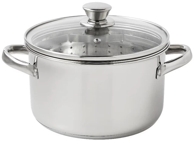 Main image of Stainless Steel 4-Quart Steamer Pot with Glass Lid, Induction Compatible,