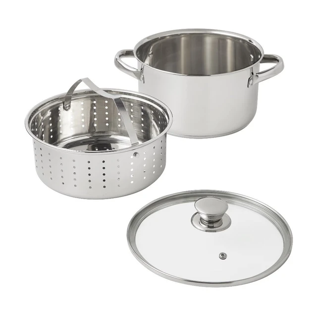 Alt view image 2 of 4 - Stainless Steel 4-Quart Steamer Pot with Glass Lid, Induction Compatible,