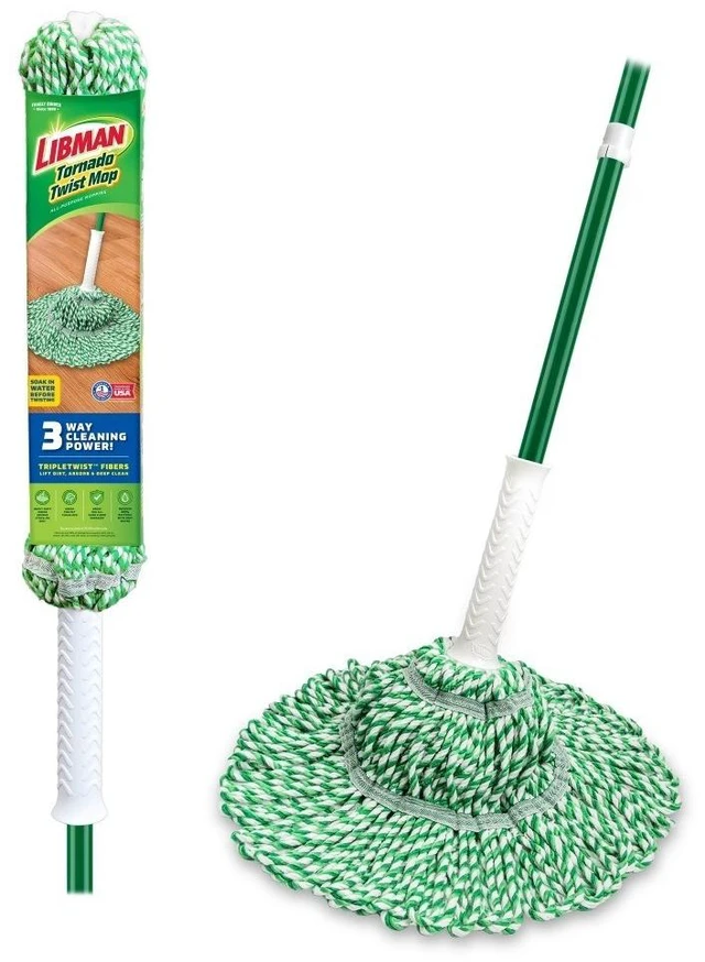 Main image of Tornado Twist Mop with Cotton Blend Head, Steel Handle, 55.5 inch Green White