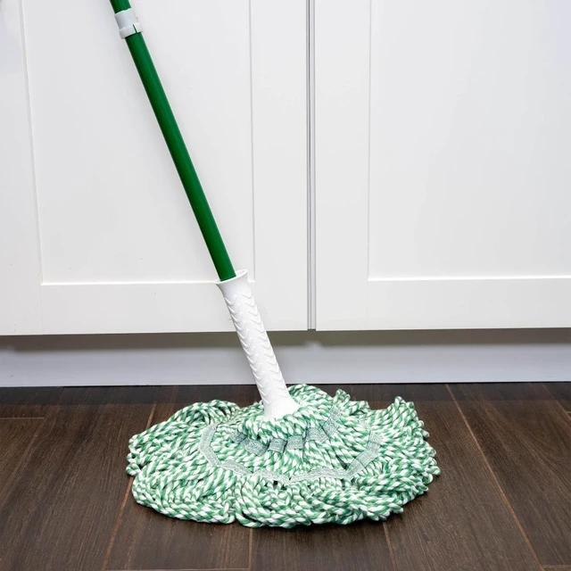 Alt view image 2 of 4 - Tornado Twist Mop with Cotton Blend Head, Steel Handle, 55.5 inch Green White