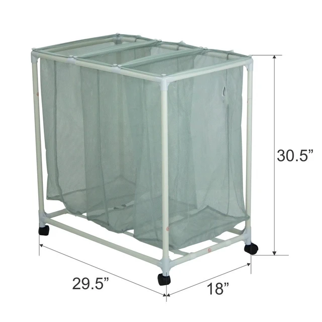 Alt view image 2 of 4 - Rolling Laundry Sorter Cart with Removable Mesh Bags and Casters