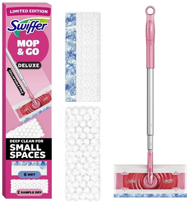 Main image of Pink Limited Edition Mop & Go Deluxe, 2-in-1 Floor Mopping and Sweeping Kit, 1