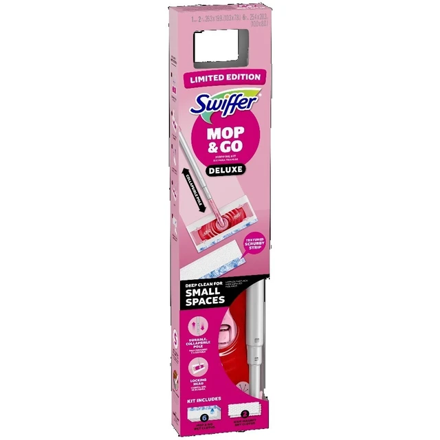 Alt view image 4 of 4 - Pink Limited Edition Mop & Go Deluxe, 2-in-1 Floor Mopping and Sweeping Kit, 1