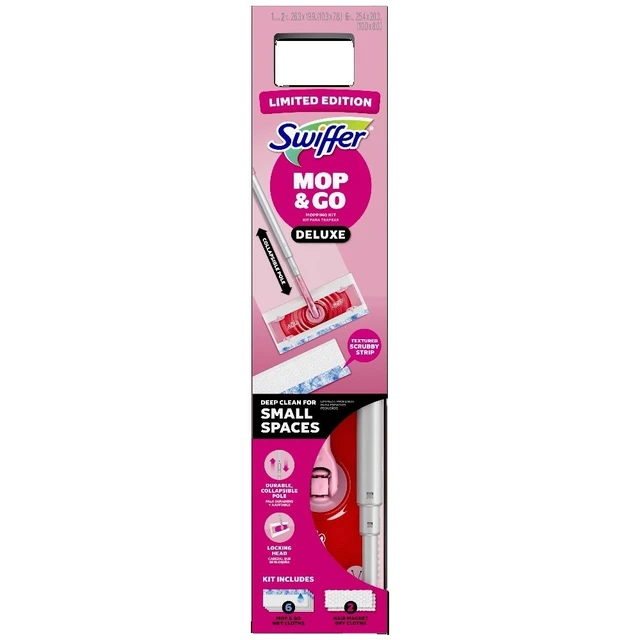 Alt view image 3 of 4 - Pink Limited Edition Mop & Go Deluxe, 2-in-1 Floor Mopping and Sweeping Kit, 1