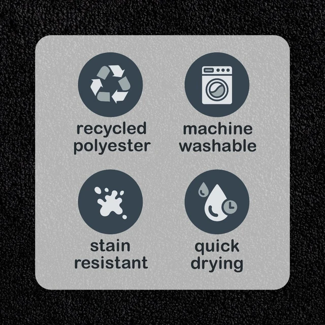 Alt view image 2 of 6 - Polyester Contour Bath Mat Rug Non Slip Black 20x22 Inches