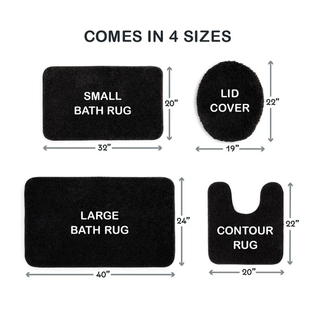 Alt view image 3 of 6 - Polyester Contour Bath Mat Rug Non Slip Black 20x22 Inches