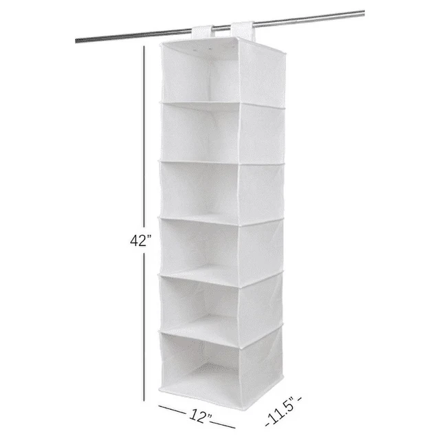 Alt view image 6 of 6 - Non-Woven Hanging Closet Organizer with 6 Shelves, Adjustable Shelf Divider,