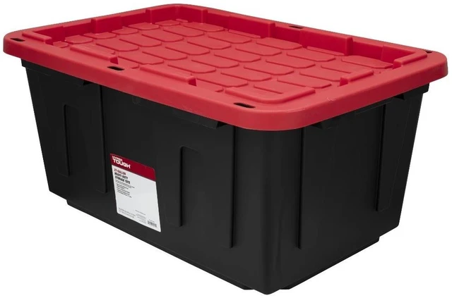 Main image of Large Storage Bin 27 Gallon Heavy Duty Plastic Container with Snap Lid Black and
