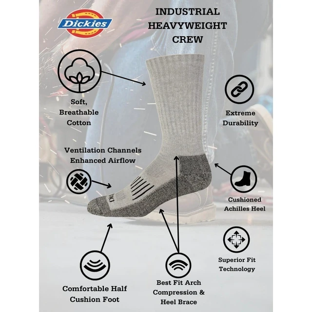 Alt view image 2 of 6 - Men's Heavyweight Crew Socks 3-Pack for Work Hiking Athletic Comfort