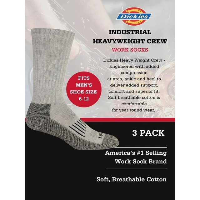 Alt view image 5 of 6 - Men's Heavyweight Crew Socks 3-Pack for Work Hiking Athletic Comfort