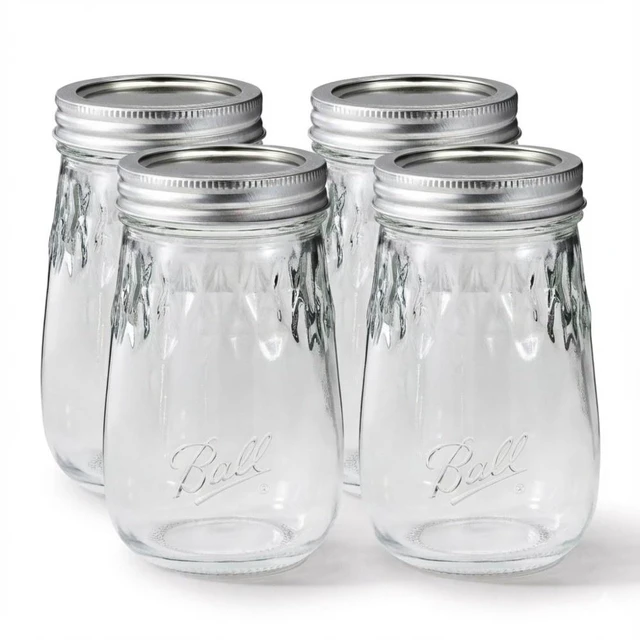 Main image of 16 oz Mason Jar Drinking Gllasses 4-Pack with Lids for Canning Storage and DIY