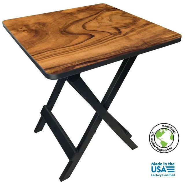 Main image of Folding Camping Side Table 19 Inch Portable Outdoor Picnic Table with Burl Wood
