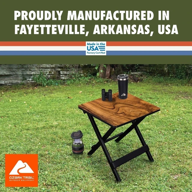Alt view image 2 of 6 - Folding Camping Side Table 19 Inch Portable Outdoor Picnic Table with Burl Wood