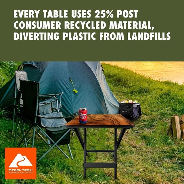 Alt view image 3 of 6 - Folding Camping Side Table 19 Inch Portable Outdoor Picnic Table with Burl Wood