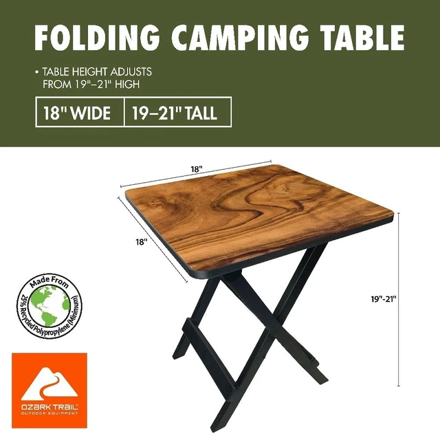 Alt view image 4 of 6 - Folding Camping Side Table 19 Inch Portable Outdoor Picnic Table with Burl Wood