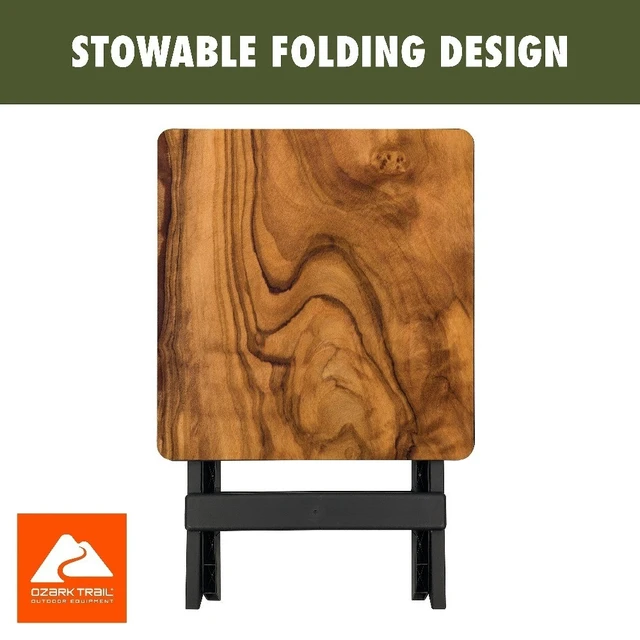 Alt view image 5 of 6 - Folding Camping Side Table 19 Inch Portable Outdoor Picnic Table with Burl Wood