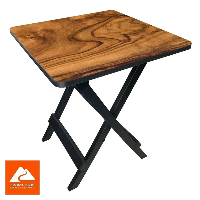 Alt view image 6 of 6 - Folding Camping Side Table 19 Inch Portable Outdoor Picnic Table with Burl Wood
