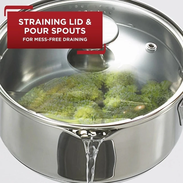 Alt view image 3 of 6 - Stainless Steel Sauce Pan with Lid 3 Quart Cookware Pot Induction Compatible
