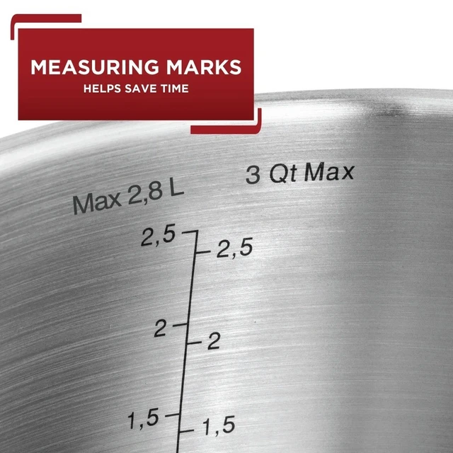 Alt view image 4 of 6 - Stainless Steel Sauce Pan with Lid 3 Quart Cookware Pot Induction Compatible
