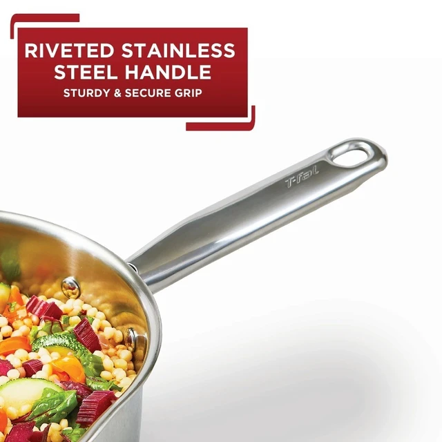 Alt view image 6 of 6 - Stainless Steel Sauce Pan with Lid 3 Quart Cookware Pot Induction Compatible