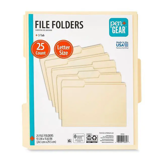 Alt view image 4 of 5 - Pen+Gear Manila File Folders, Letter Size, 25 Count