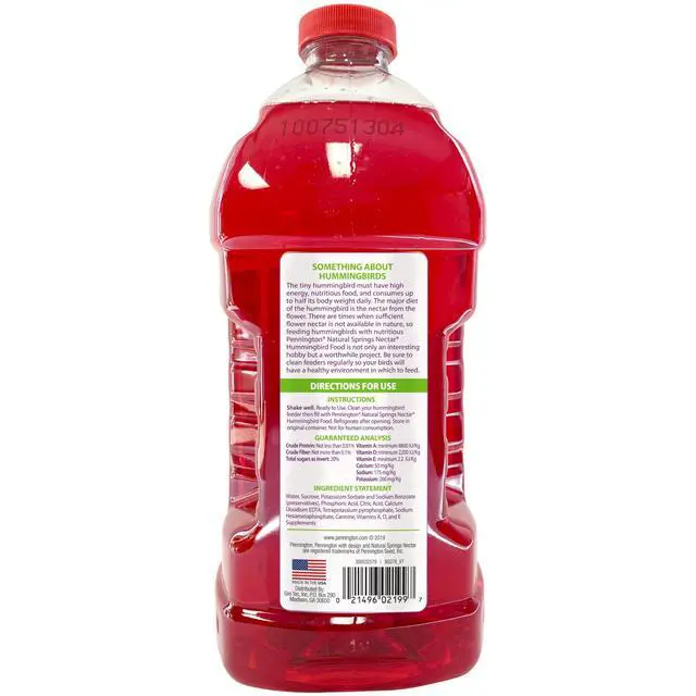Alt view image 4 of 5 - Pennington Ready-to-Use Ultra Hummingbird Nectar Food, No Artificial Dye, 64 Fl Oz Liquid, 1 Pack