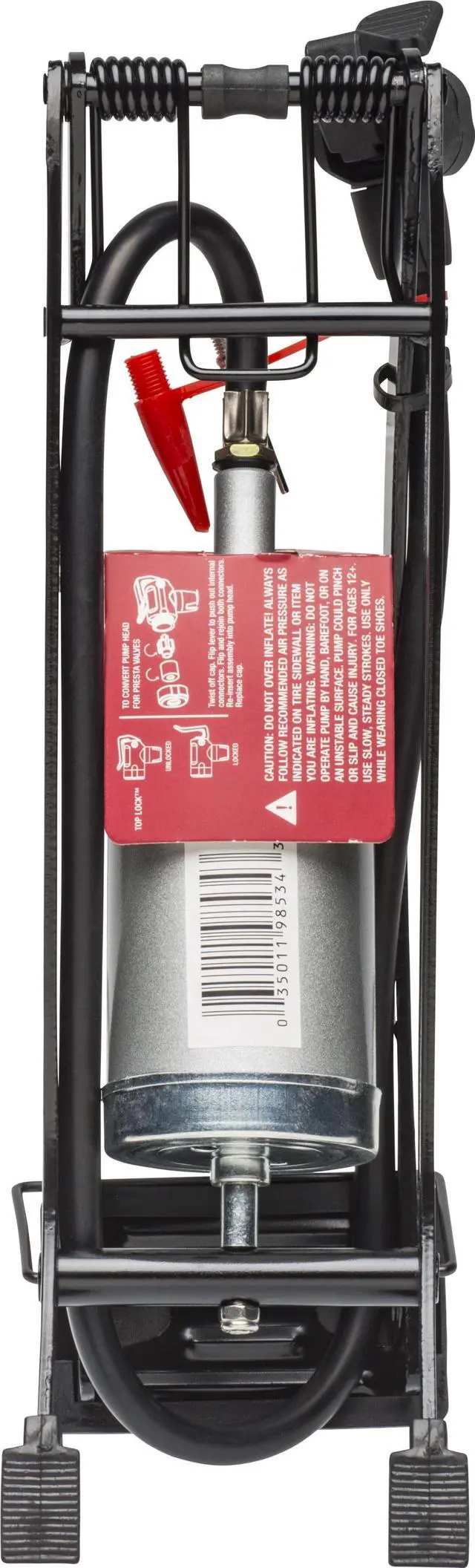 Alt view image 2 of 5 - Blackburn Bicycle Foot Pump with Presta and Schrader Valves, Black