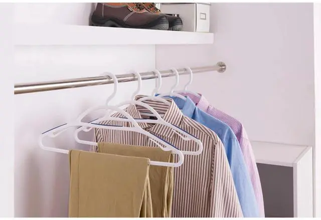 Alt view image 2 of 6 - Mainstays Non-Slip Plastic Swivel Neck Clothing Hangers, 5 Count, White & Blue, Adult