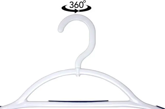 Alt view image 4 of 6 - Mainstays Non-Slip Plastic Swivel Neck Clothing Hangers, 5 Count, White & Blue, Adult