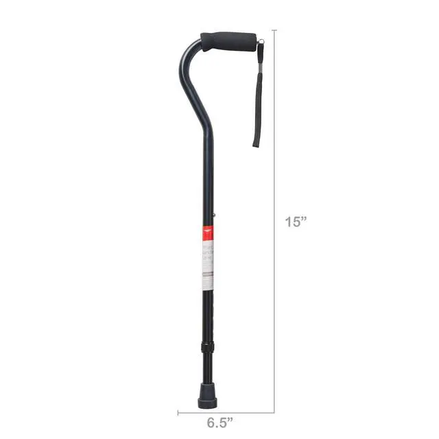 Alt view image 2 of 3 - Equate Mobility Aluminum Offset Handle Cane with Foam Handle, Adjustable Height, Black