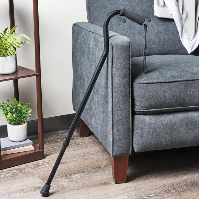 Main image of Equate Mobility Aluminum Offset Handle Cane with Foam Handle, Adjustable Height, Black