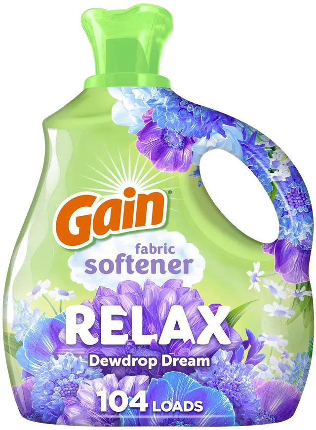 Main image of Gain Liquid Fabric Softener and Conditioner, Relax, Dewdrop Dream Scent, 71 fl oz, 104 Loads