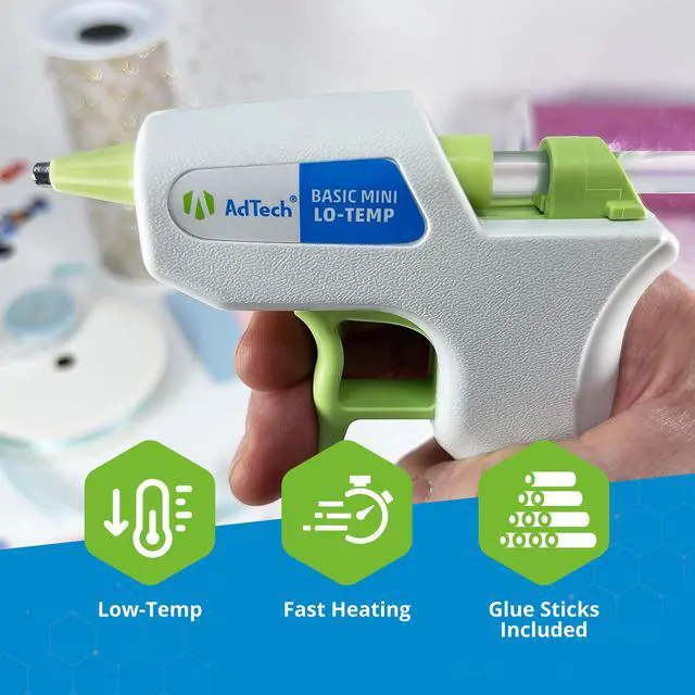 Alt view image 2 of 3 - AdTech Mini Low Temp Hot Glue Gun, White with Glue Sticks, Clear Combo Pack