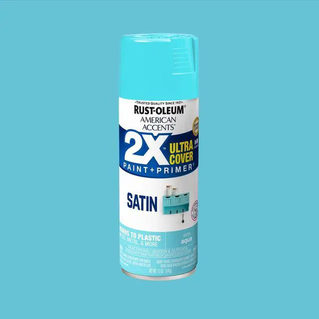 Alt view image 2 of 6 - Aqua, Rust-Oleum American Accents 2X Ultra Cover Satin Spray Paint-327915, 12 oz-Fast shipp
