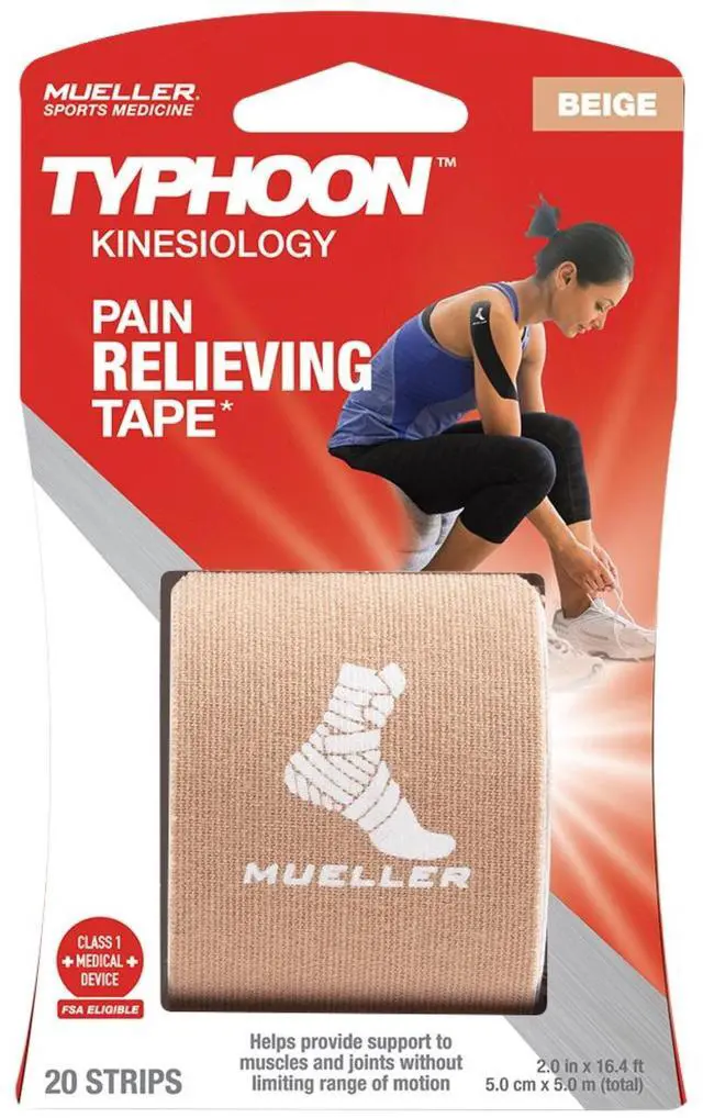 Main image of Mueller Typhoon Kinesiology Therapeutic Tape, Beige, 20 Precut I-Strips,