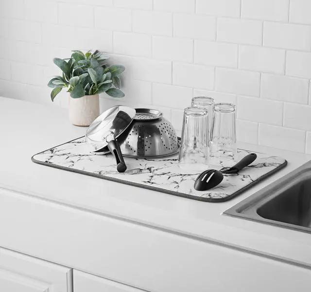 Alt view image 2 of 6 - Mainstays Microfiber Dish Drying Mat, 18 in x 24 in, Marble
