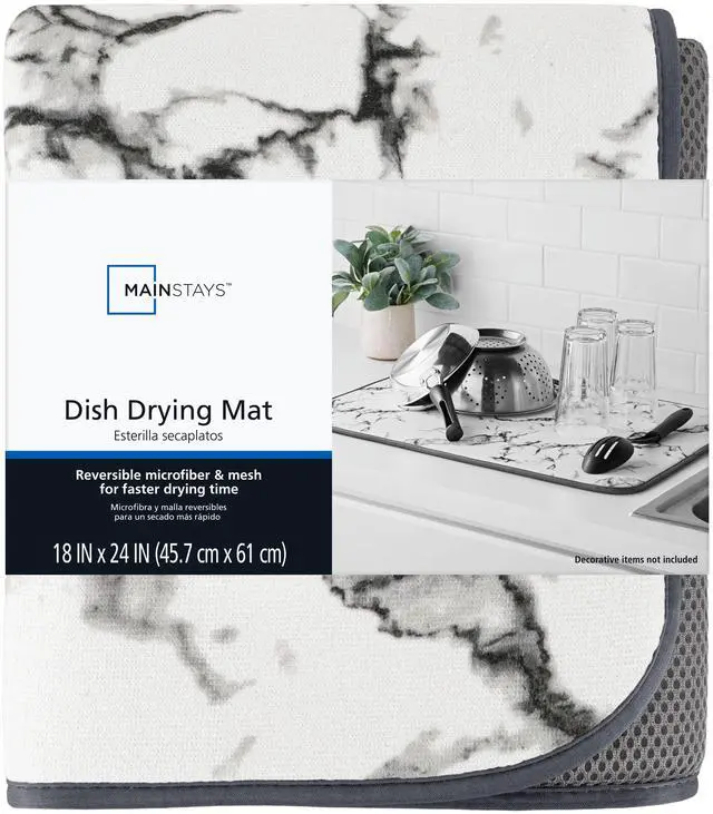 Alt view image 6 of 6 - Mainstays Microfiber Dish Drying Mat, 18 in x 24 in, Marble
