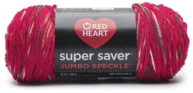 Main image of Red Heart Super Saver Medium Acrylic Yarn, Speckle Cherry Red, 10oz 482yd-Fast shipping