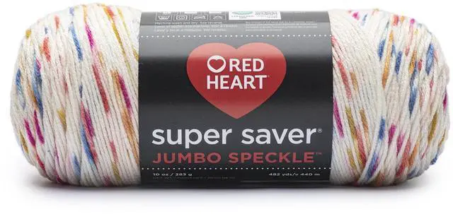 Main image of Red Heart Super Saver Medium Acrylic Yarn, Speckle White, 10oz 482yd-Fast shipping