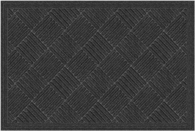 Main image of Mainstays Textures Crosshatch Polyester and Rubber Backed Doormat, 2' x 3', Onyx-Fast shipping